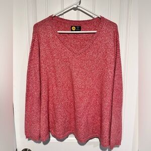 Life Is Good Pink V-Neck Sweater